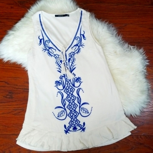 Ark & Co Tops - Ark & Co Boho Embroidered Tunic Tank Top